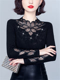 Women's Black Hollow Long Sleeve Undershirt