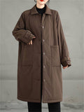 Winter Mid Length Long Sleeve Pockets Coat for Women