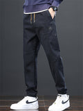 Mens Slim Fit Twill Drawstring Tapered Joggers Pants