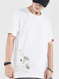 Men Cotton Phoenix Embroidery Vogue Half Sleeve Shirts