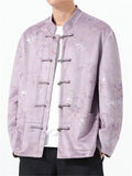 Men's Purple Chinese Style Lanscape Print Faux Suede Tangsuit Jackets