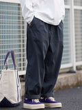 Men Vintage Cotton Wide Leg Elastic Waist Baggy Cropped Pants