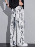 Men Abstract Marble Print Wide Leg Baggy Streetwear Pants