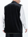 Men's Autumn Velvet Contrast Trim Sleeveless Frog Button Vest Jackets