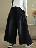 Loose Elastic Waist Wide Leg Jeans for Women