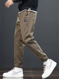 Mens Slim Fit Twill Drawstring Tapered Joggers Pants