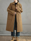 Winter Mid Length Long Sleeve Pockets Coat for Women