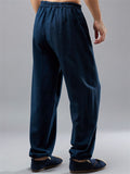 Chinese Style Ramie Loose Elastic Waist Kung Fu Pant for Men