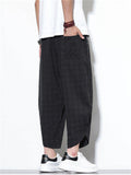 Men's Summer Comfy Casual Plaid Harem Capri Pants