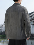 Oriental Style Linen Patchwork Design Asymmetric Shirt For men