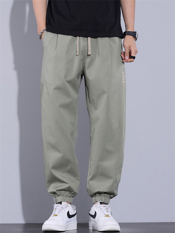 Men Cotton Blend Streetwear Loose Fit Elastic Baggy Jogger Pants