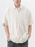 Men's Japanese Style Jacquard Lapel Short Sleeve Shirts