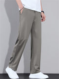Mens Lightweight Ice Silk Straight Leg Regular Fit Casual Pants