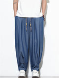 Mens Summer Drawstring Loose Fit Wide Leg Baggy Harem Pants