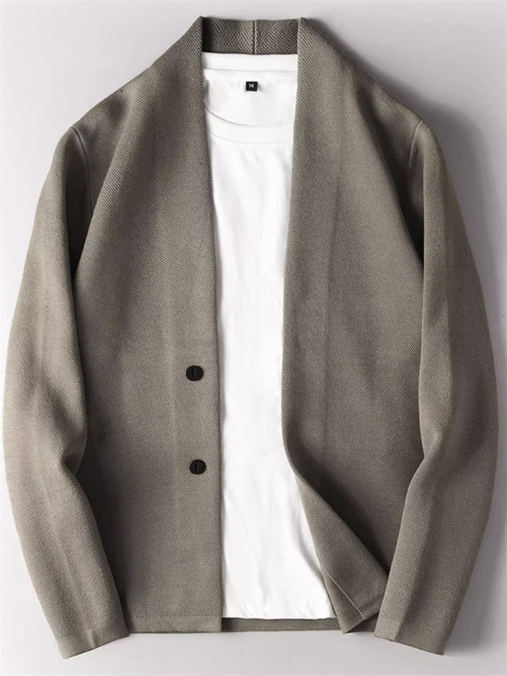 Men's Casual Autumn Solid Color V Neck Single Breasted Knit Cardigan Jackets