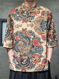 Men's Summer Cool Chinese Style Printed Half Sleeve TangSuit Shirt