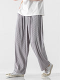 Male Flowy Pleated Solid Elasticated Waist Loose Pants