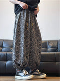 Male's Ethnic Style Plants Printed Cool Drape Wide Leg Pants