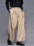 Retro Japanese Style Wide Leg Pleated Pants for Men