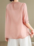 Loose Women's V-Neck Ethnic Style Embroidered Shirts