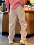 Men's Fleece-Lined Heart Embroidered Regular Fit Sweat Pants