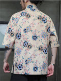 Men's Summer Print Stand Collar Half Sleeve Tang Suit Shirts