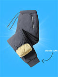 Plus Size Men's Casual Wear Winter Warm Fleece Lined Straight/Jogger Trousers