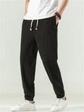 Men's Retro Texture Print Drawstring Jogger Pants