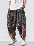 Mens Cotton Blend Boho Ethnic Print Harem Pants Baggy Yoga Jogger