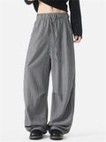 Mens Elastic Waist Striped Baggy Wide Leg Streetwear Pants