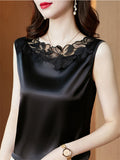 Women's Solid Color Satin Sleeveless Undershirt