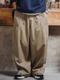 Men Japanese Style Cotton Wide Leg Drawstring Baggy Loose Fit Cargo Pants