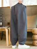 Men's Chinese Style Linen Blend Loose Fit Casual Bloomer Pants