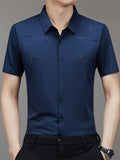 Men's Summer Print Seamless Button Up Lapel Short Sleeve Shirts
