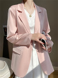 Women's Drape Satin Solid Color Long Sleeve Suit Jacket