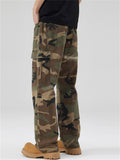 Men Distressed Camo Cargo Reguar Fit Streetwear Pants