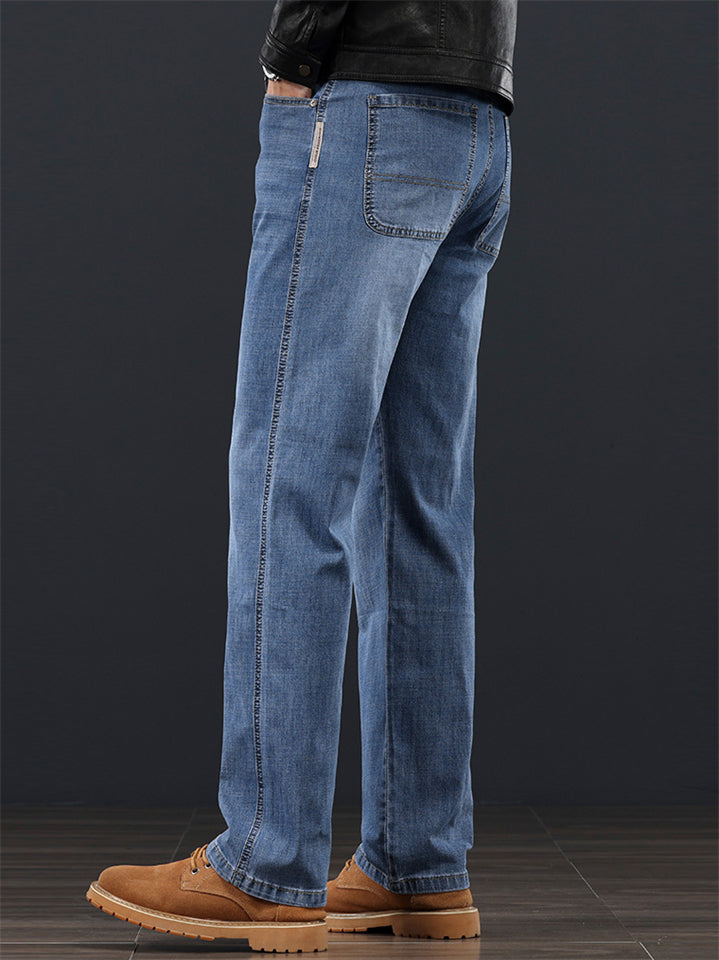 Mens Summer Regular Fit Straight Leg Stretch Denim Jeans