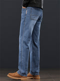 Mens Summer Regular Fit Straight Leg Stretch Denim Jeans