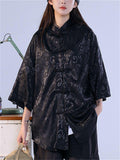 Women's Summer Jacquard Stand Collar Casual Tangsuit Shirts