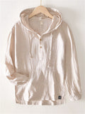 Men's Casual Striped Hooded Kangaroo Pocket Long Sleeve Shirts