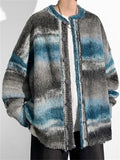 Men's Autumn Contrast Color Lazy Style Loose Cardigan Sweater