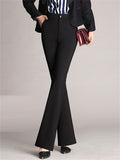 Women Slim Fit Flare Leg Trousers High Waist Stretch Work Pants
