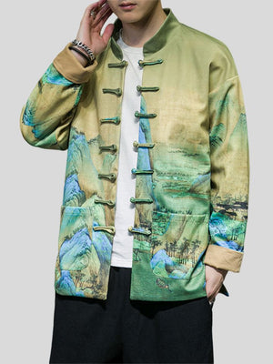 Men's Chinese Painting Nature Landscape Print Jackets
