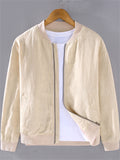 Casual Ramine Solid Color Baseball Collar Jacket for Men