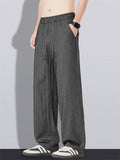 Men Linen Blend Casual Breathable Comfortable Loose Fit Wide Leg Pants