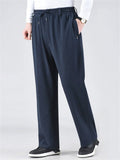 Men's Comfy Elastic Waist Straight Leg Casual Cotton Pants