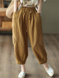 Women's Summer Casual Drawstring Harem Cropped Pants