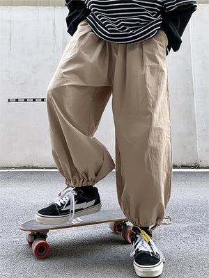 Men's Elastic Leg Cuff Drawstring Oversized Casual Cropped Pants