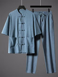 Men's Traditional Chinese Tang Suit 2-Piece Linen Set