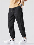 Men Cotton Blend Joggers Drawstring Elastic Waist Tapered Cargo Pants